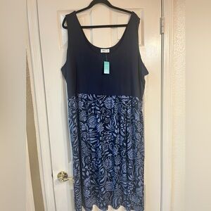 NWT Maurices Dark Blue and Light Blue Patterned Midi Dress